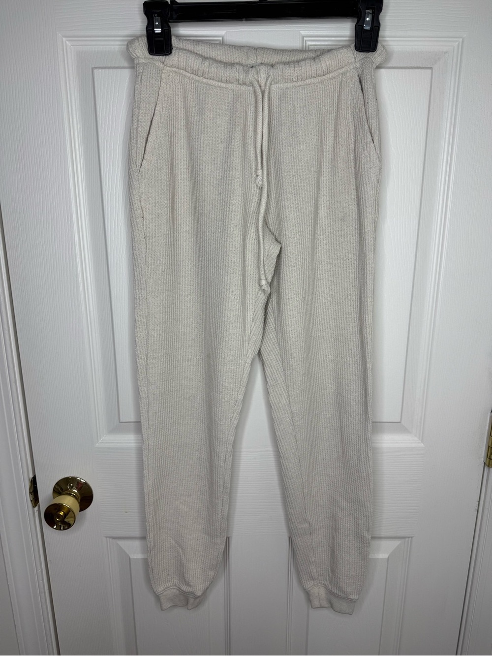 Aerie Cream Waffle Knit Jogger Pants Thermal Lounge Sweatpants